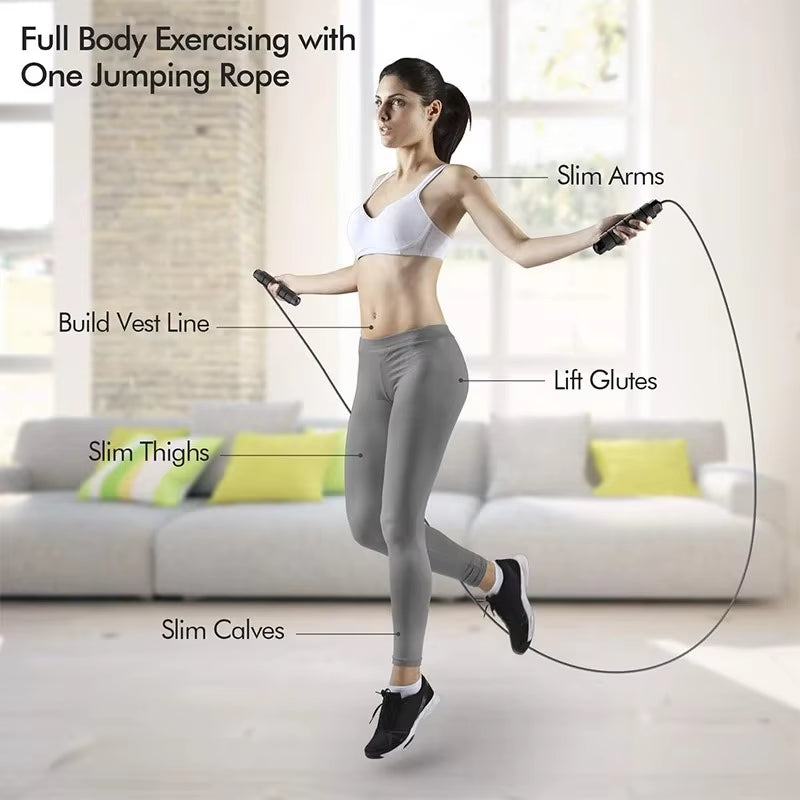 Premium Jump Rope with Ball Bearings for Aerobic Exercise and Speed Training